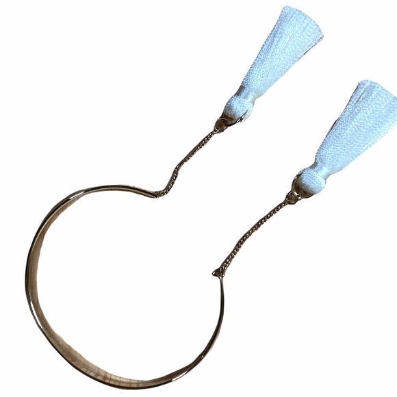 Shiraleah Anthropologie Bracelet Bangle Open Fringe Tallulah White Tassels - Picture 2 of 6